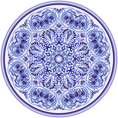 Vector blue decorative floral ethnic illustration