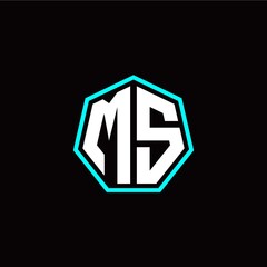 M S initials modern polygon logo template