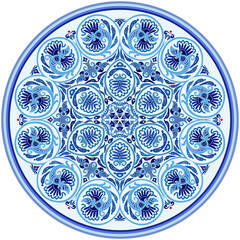 Vector blue decorative floral ethnic illustration