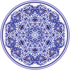 Vector blue decorative floral ethnic illustration