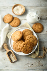 Traditional homemade ginger snaps or oatmeal cookies