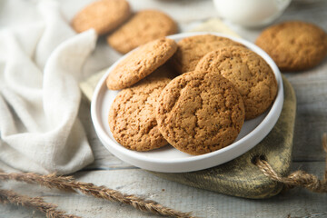 Traditional homemade ginger snaps or oatmeal cookies