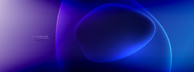 Vector abstract background - liquid bubble shapes on fluid gradient with shadows and light effects. Shiny design template for text