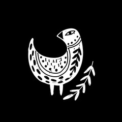 Modern bohemian style, folk tribal art in the Scandinavian style. Folk mythology, Swedish folklore. animals and plants.