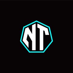 N T initials modern polygon logo template