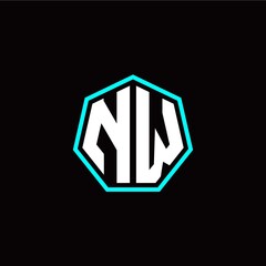 N W initials modern polygon logo template