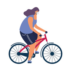 Obraz premium young woman wearing medical mask in bicycle