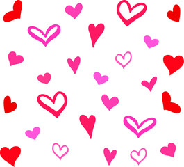 Fototapeta na wymiar Hearts Valentine romantic vector pattern, seamless background print card design