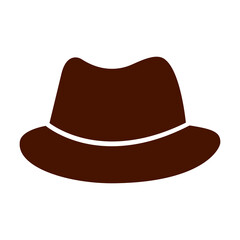 Brown hat on a white background, sign for design, vector illustration