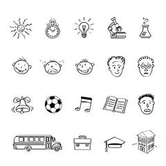 education drawing sign symbols set