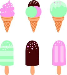Summer modern flat ice-cream illustration pattern