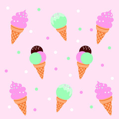 Summer modern flat ice-cream illustration pattern