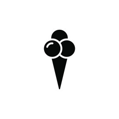 Ice cream in waffle cone in shape three balls icon. Simple sign, logo