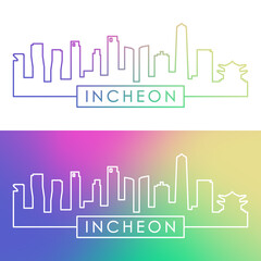 Incheon skyline. Colorful linear style. Editable vector file.