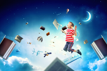 Fototapeta premium World of books concept . Mixed media