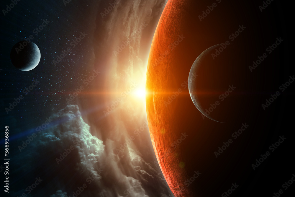 Poster image of outer space. . mixed media