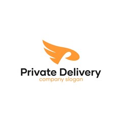 Creative P Letter Wing Delivery Logo Design Vector