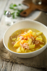 Homemade vegetable soup with potatoes