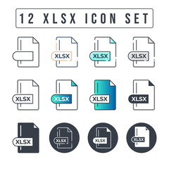 XLSX File Format Icon Set. 12 XLSX icon set.