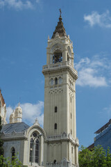 Fototapeta premium tower and belfry of the neo-Byzantine church of San Manuel and San Benito in Madrid. Spain