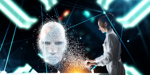 Artificial intelligence concept . Mixed media
