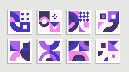 Modern Geometric artwork poster set with simple shape and figure. Abstract minimalist pattern design style for web, banner, business presentation, branding package, fabric print, wallpaper