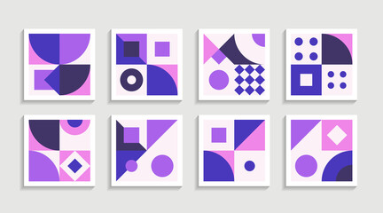 Modern Geometric artwork poster set with simple shape and figure. Abstract minimalist pattern design style for web, banner, business presentation, branding package, fabric print, wallpaper