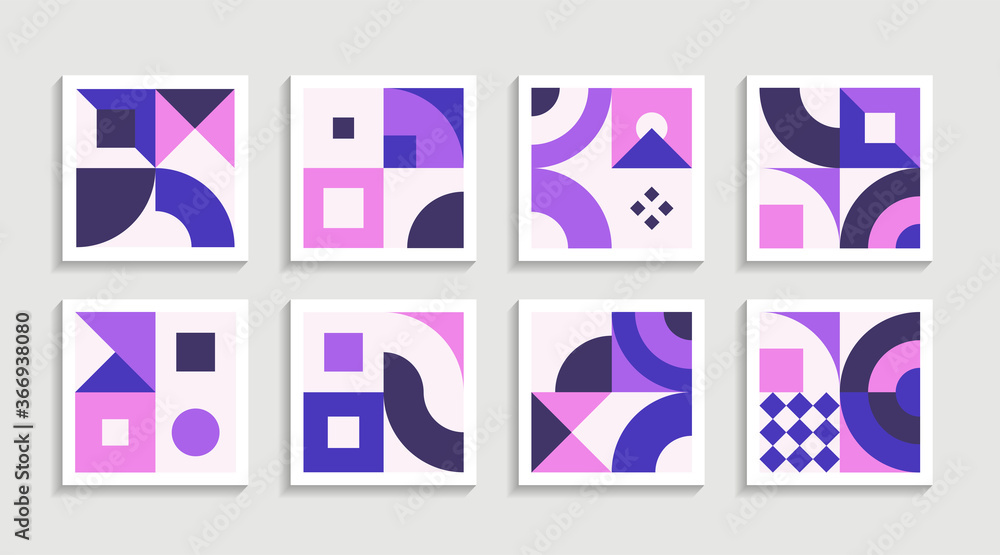 Poster Modern Geometric artwork poster set with simple shape and figure. Abstract minimalist pattern design style for web, banner, business presentation, branding package, fabric print, wallpaper