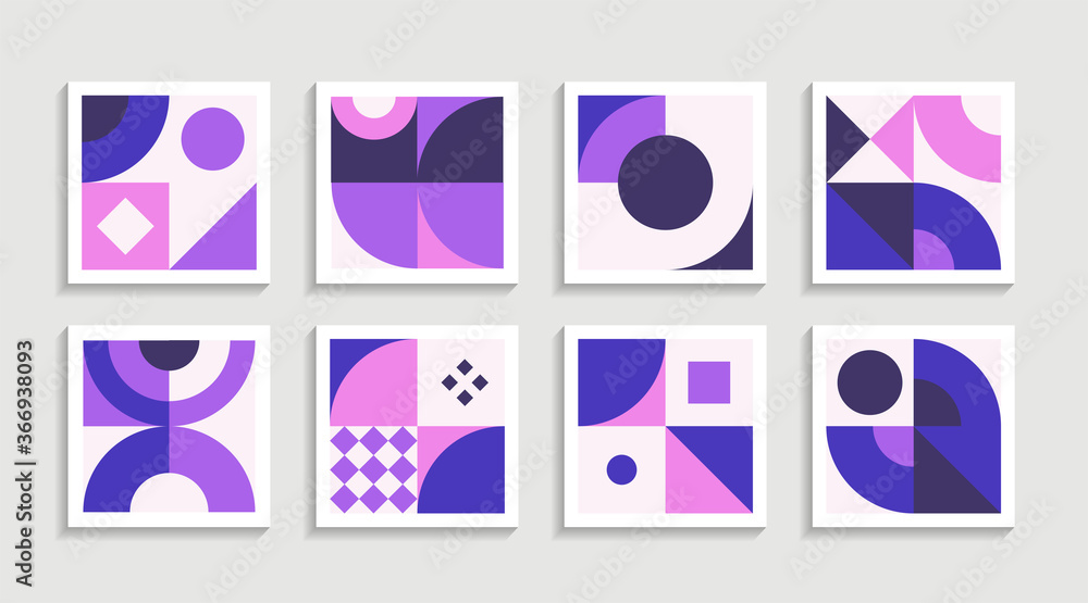 Aufkleber Modern Geometric artwork poster set with simple shape and figure. Abstract minimalist pattern design style for web, banner, business presentation, branding package, fabric print, wallpaper