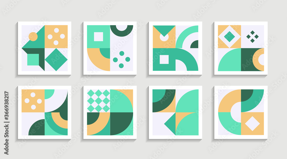 Poster Modern Geometric artwork poster set with simple shape and figure. Abstract minimalist pattern design style for web, banner, business presentation, branding package, fabric print, wallpaper