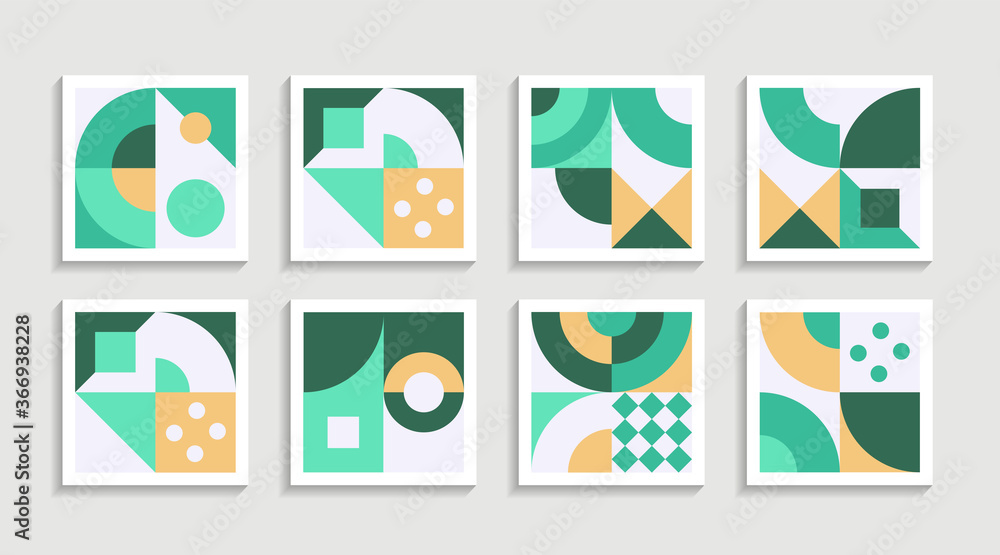 Aufkleber Modern Geometric artwork poster set with simple shape and figure. Abstract minimalist pattern design style for web, banner, business presentation, branding package, fabric print, wallpaper