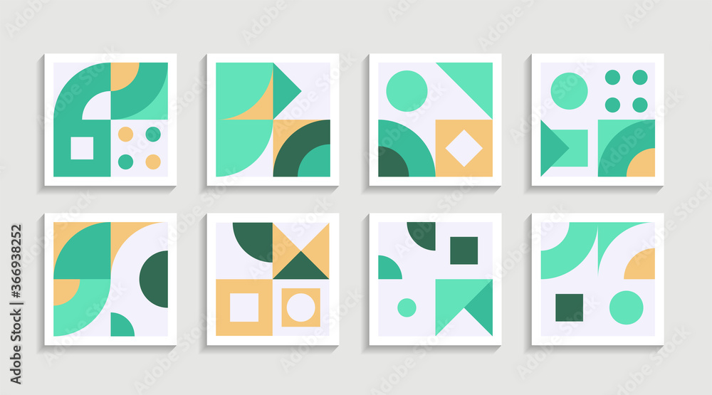 Aufkleber Modern Geometric artwork poster set with simple shape and figure. Abstract minimalist pattern design style for web, banner, business presentation, branding package, fabric print, wallpaper