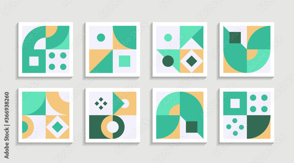 Poster Modern Geometric artwork poster set with simple shape and figure. Abstract minimalist pattern design style for web, banner, business presentation, branding package, fabric print, wallpaper