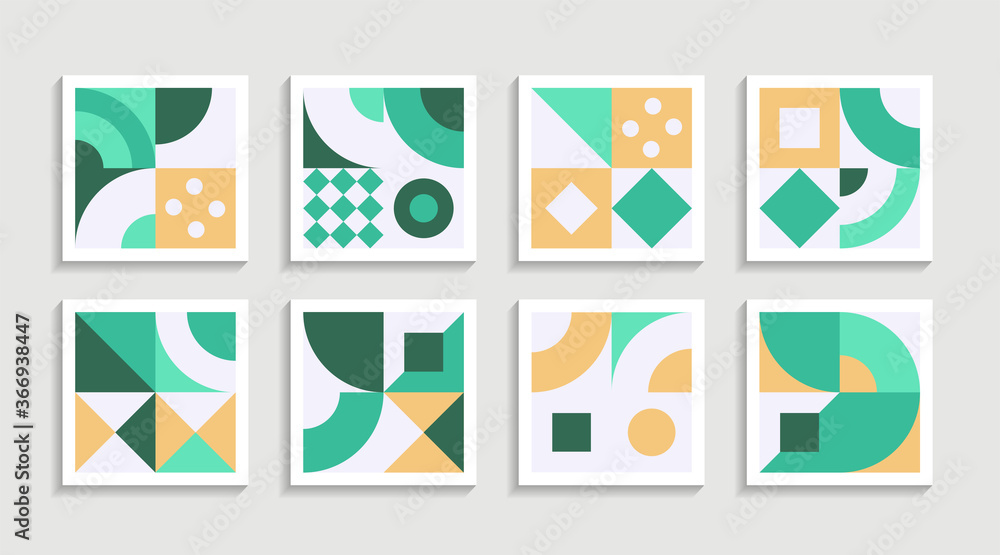Poster Modern Geometric artwork poster set with simple shape and figure. Abstract minimalist pattern design style for web, banner, business presentation, branding package, fabric print, wallpaper