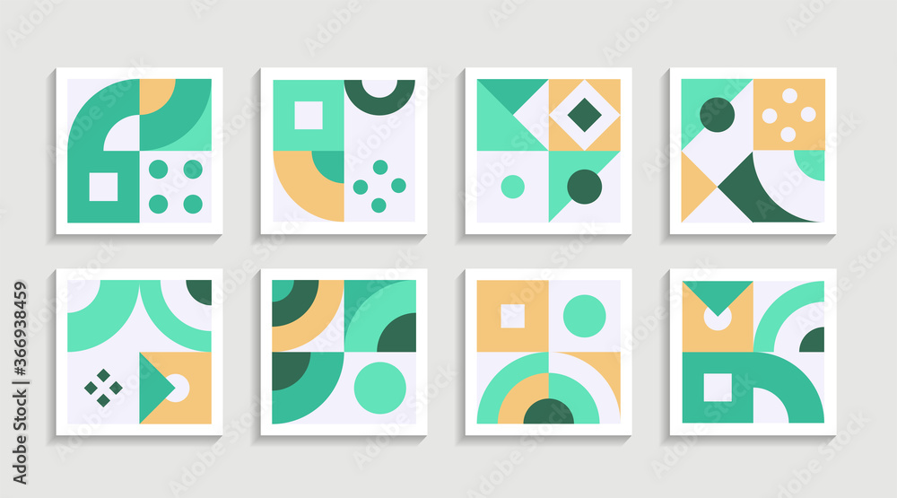 Poster Modern Geometric artwork poster set with simple shape and figure. Abstract minimalist pattern design style for web, banner, business presentation, branding package, fabric print, wallpaper
