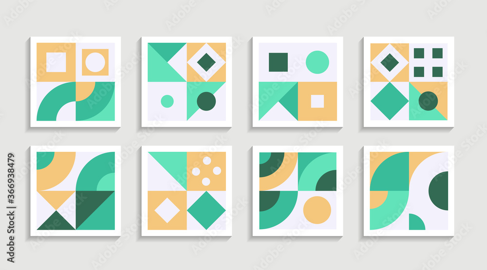 Poster Modern Geometric artwork poster set with simple shape and figure. Abstract minimalist pattern design style for web, banner, business presentation, branding package, fabric print, wallpaper