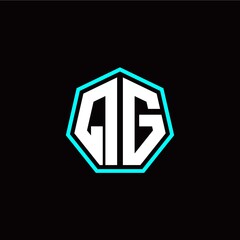 Q G initials modern polygon logo template