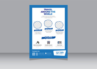 Travel Flyer Template, Abstract traveling poster with Vector,
Creative Travel Agency Flyer poster, flyer, banner, magazine cover or template design for the summer holiday, travel and trip