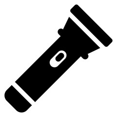 
A hand held torch light having battery inside, glyph  vector of led light design 
