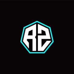 R Z initials modern polygon logo template