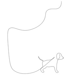 Puppy walking one line drawing. Vector illustration