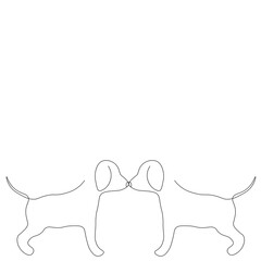 Puppy love line drawing. Vector illustration