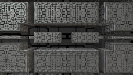 Futuristic 3D Background of recursive fractal Modules  111d