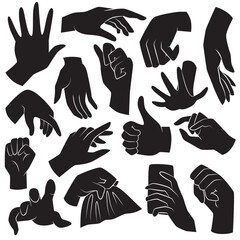 Human hand gesture. Vector black icons.