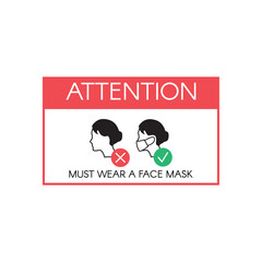 Face mask signage template vector isolated