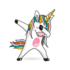 Funny unicorn doing the dab dance move, pastel colors vector design © nastazia