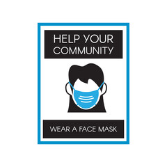 Face mask signage template vector isolated