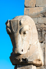 Obraz premium Persepolis, Horse sculpture on a capital, Fars Province, Islamic Republic of Iran