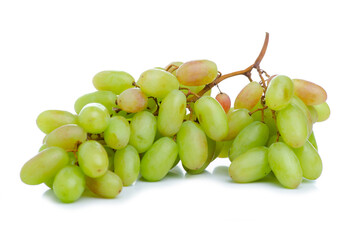 Fresh green grape on white background isolation