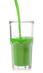 Glass of green smoothies on white background isolation